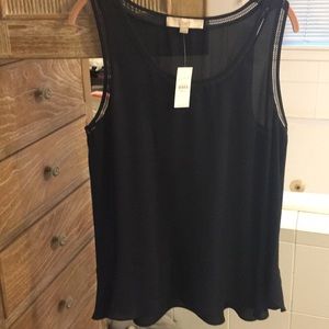 NWT LOFT large navy sleeveless blouse